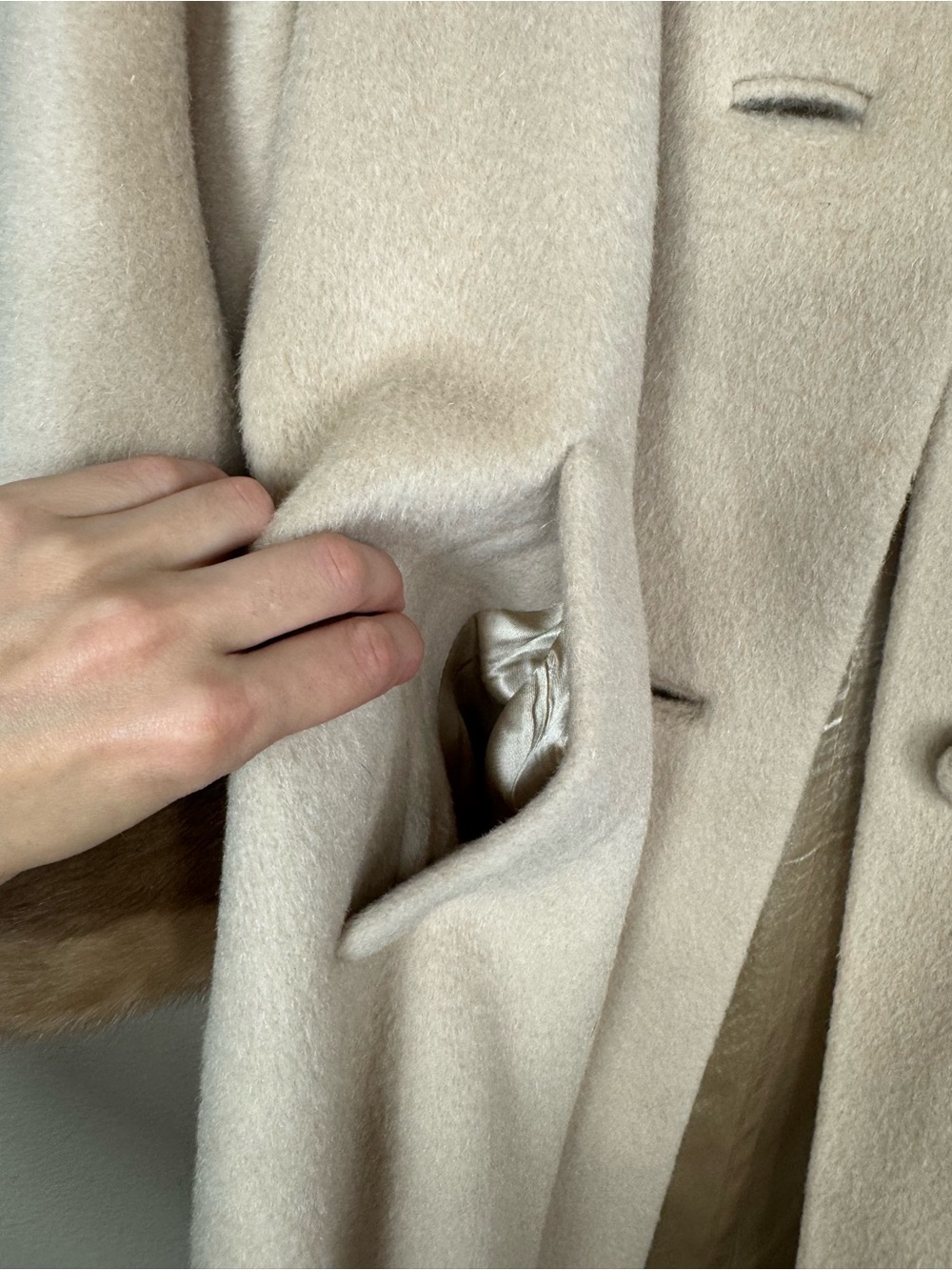 Forstmann tan Wool Penny Lane Coat Real Mink Fur Trim - Picture 15 of 16